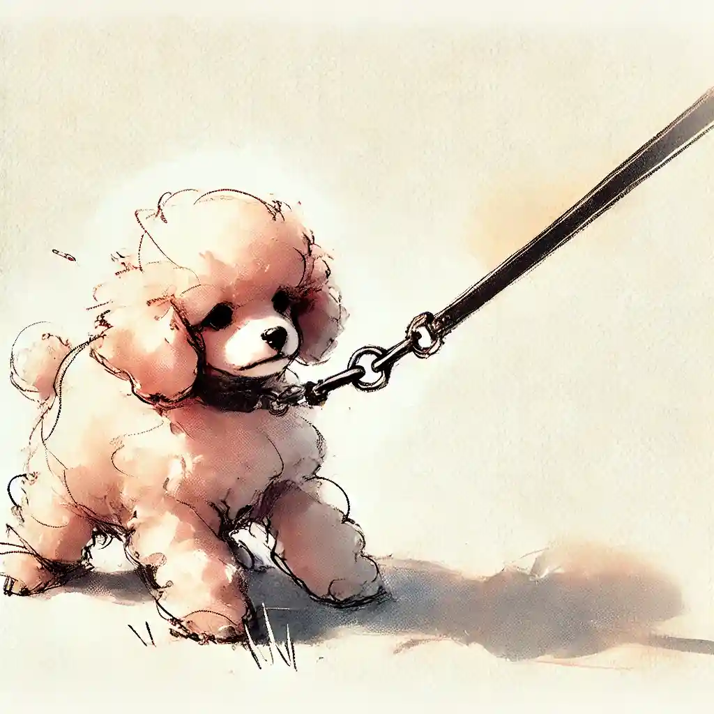 歩くのを嫌がる子犬