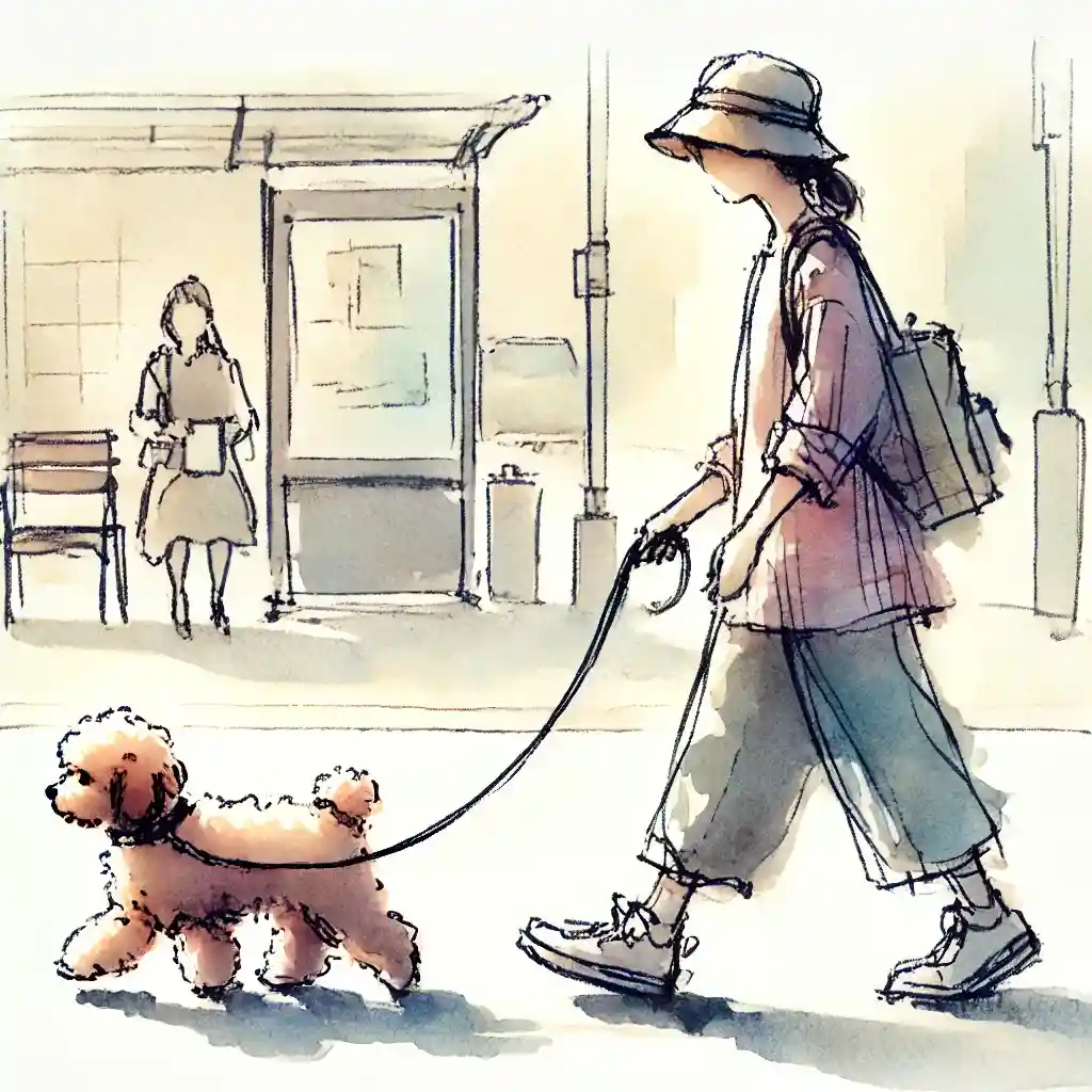 散歩している子犬