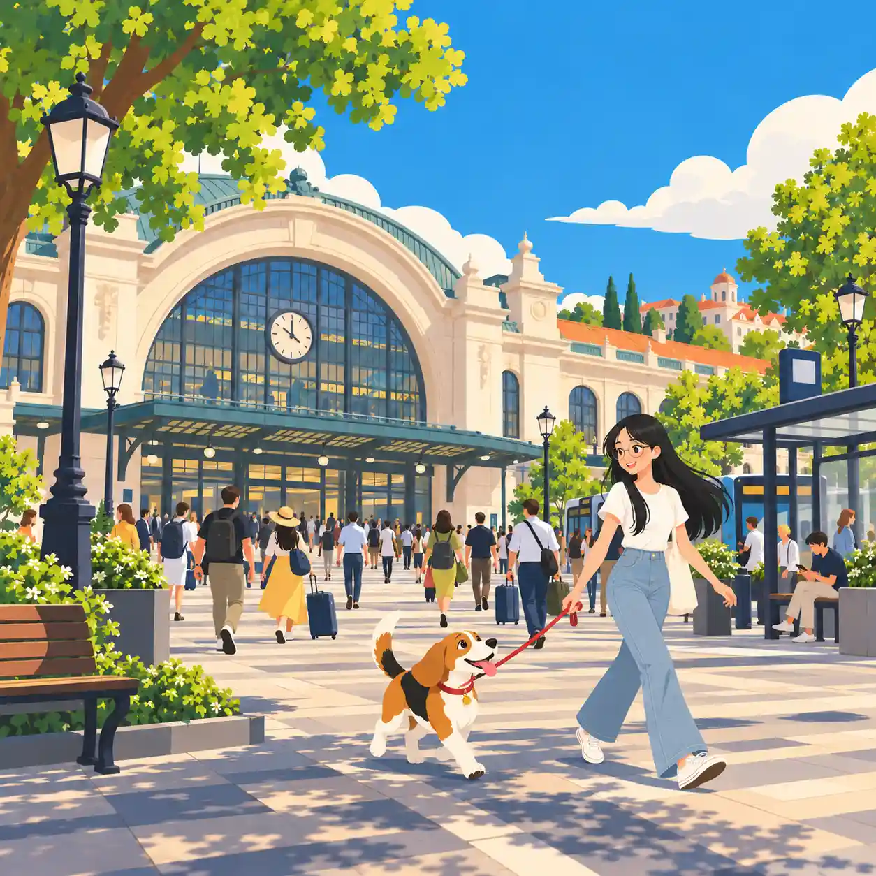 駅前の人混みでも散歩する