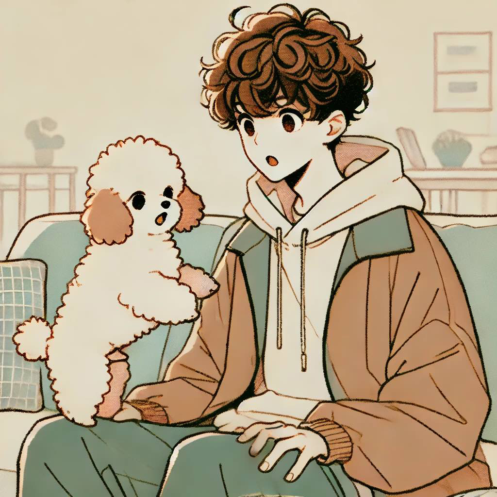 犬　膝に乗ってくる