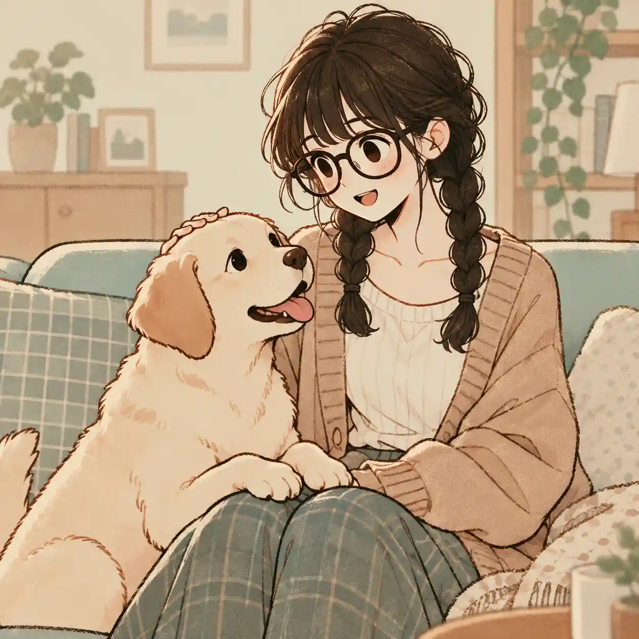 前足だけひざにのせるラブラドール