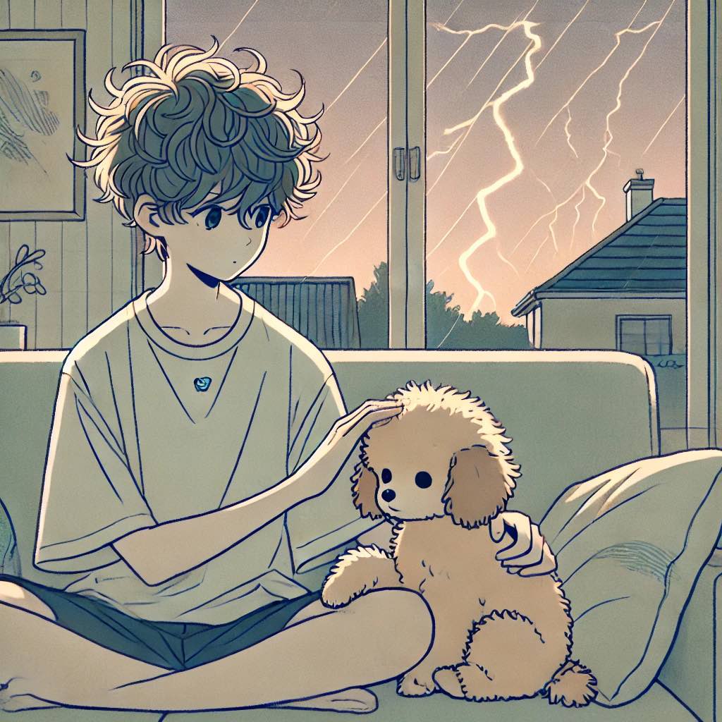 犬　膝に乗ってくる