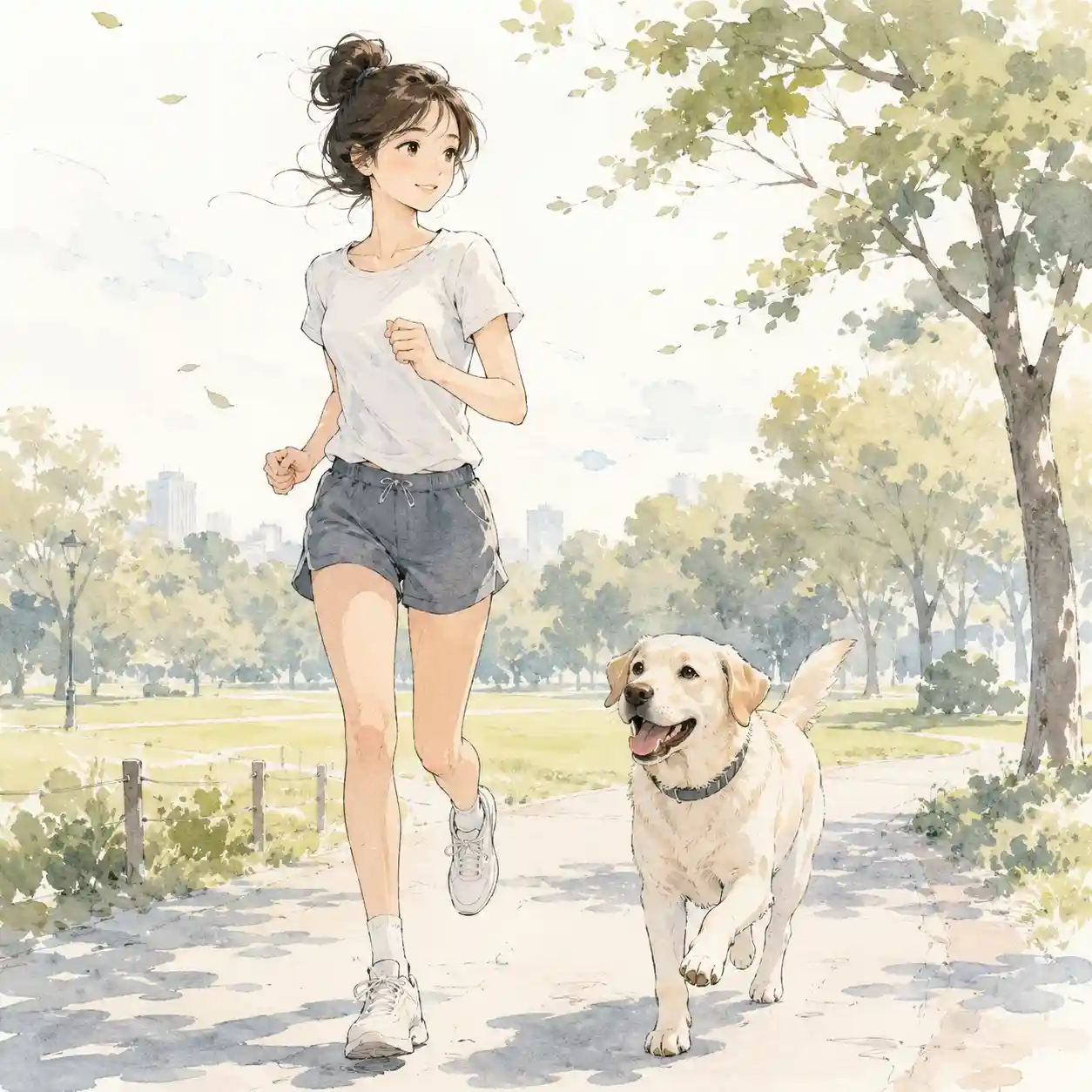 一緒に運動する女子