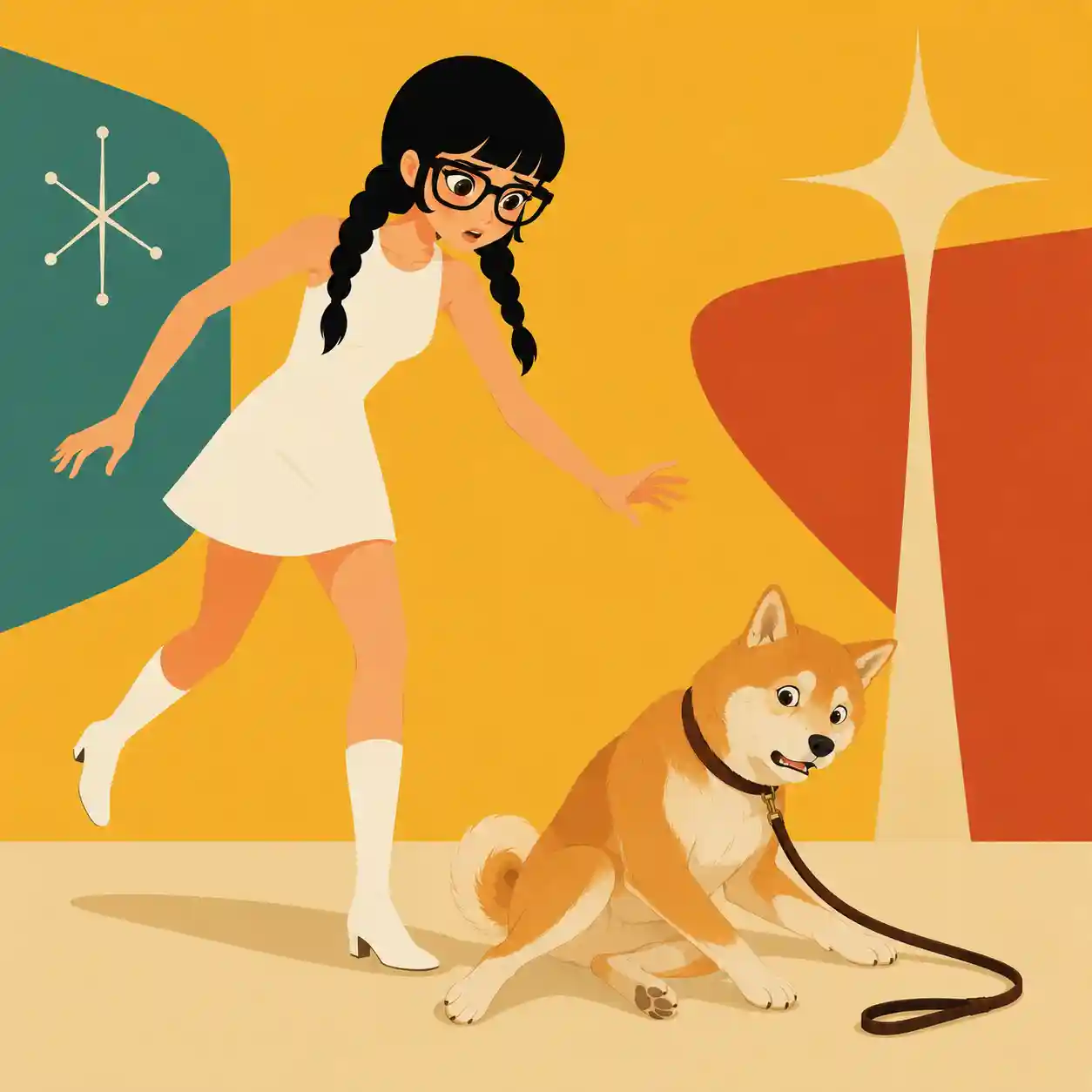 急に歩けなくなった柴犬　駆け寄る女子