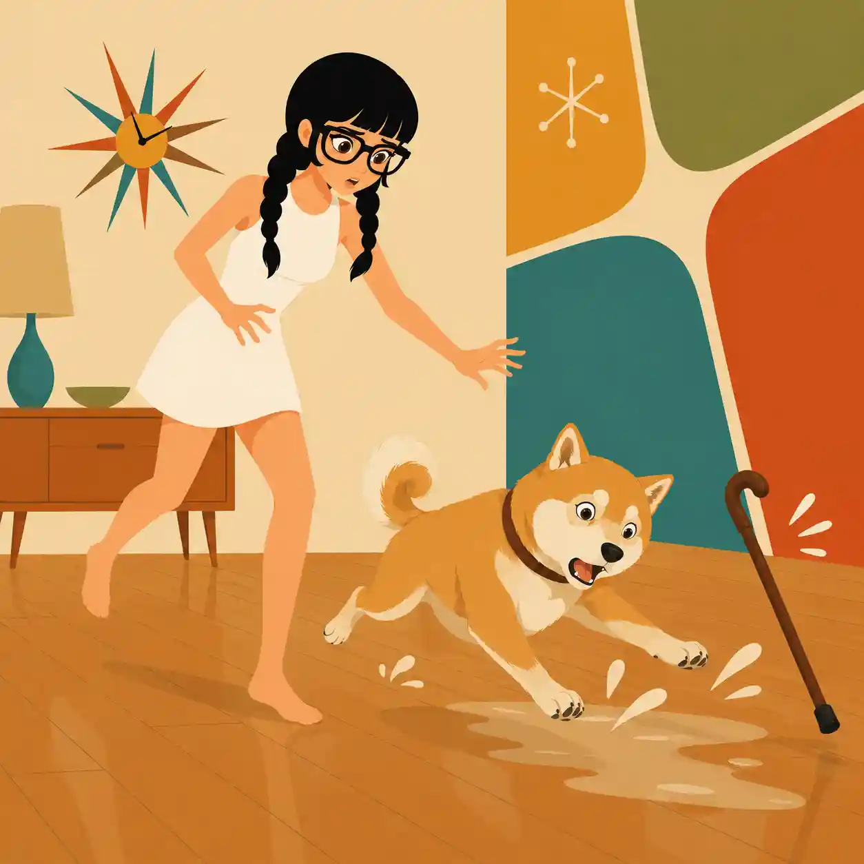 フローリングで滑ってしまう老犬