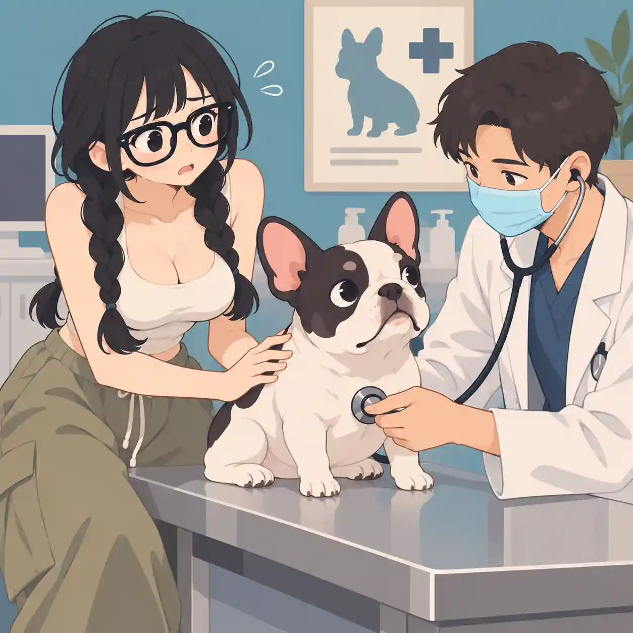 獣医に相談している飼い主