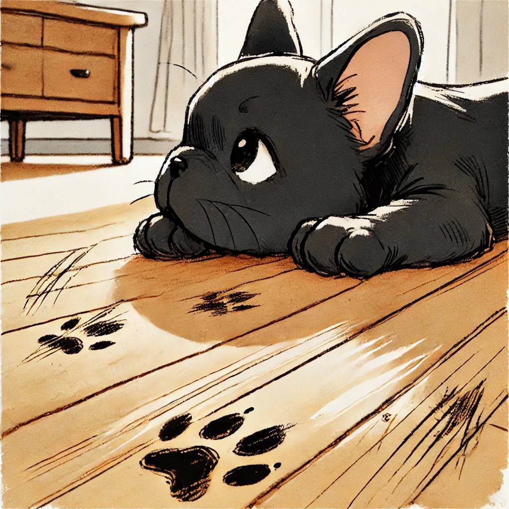 犬　フローリング　掘る