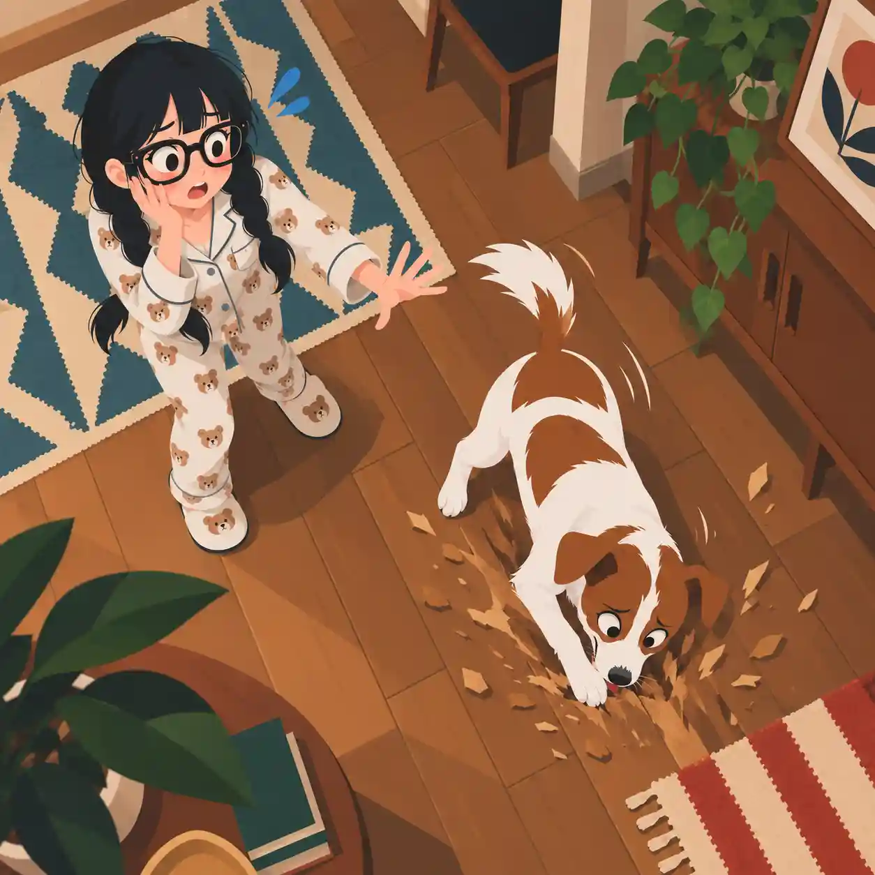 フローリングを掘ってしまう犬
