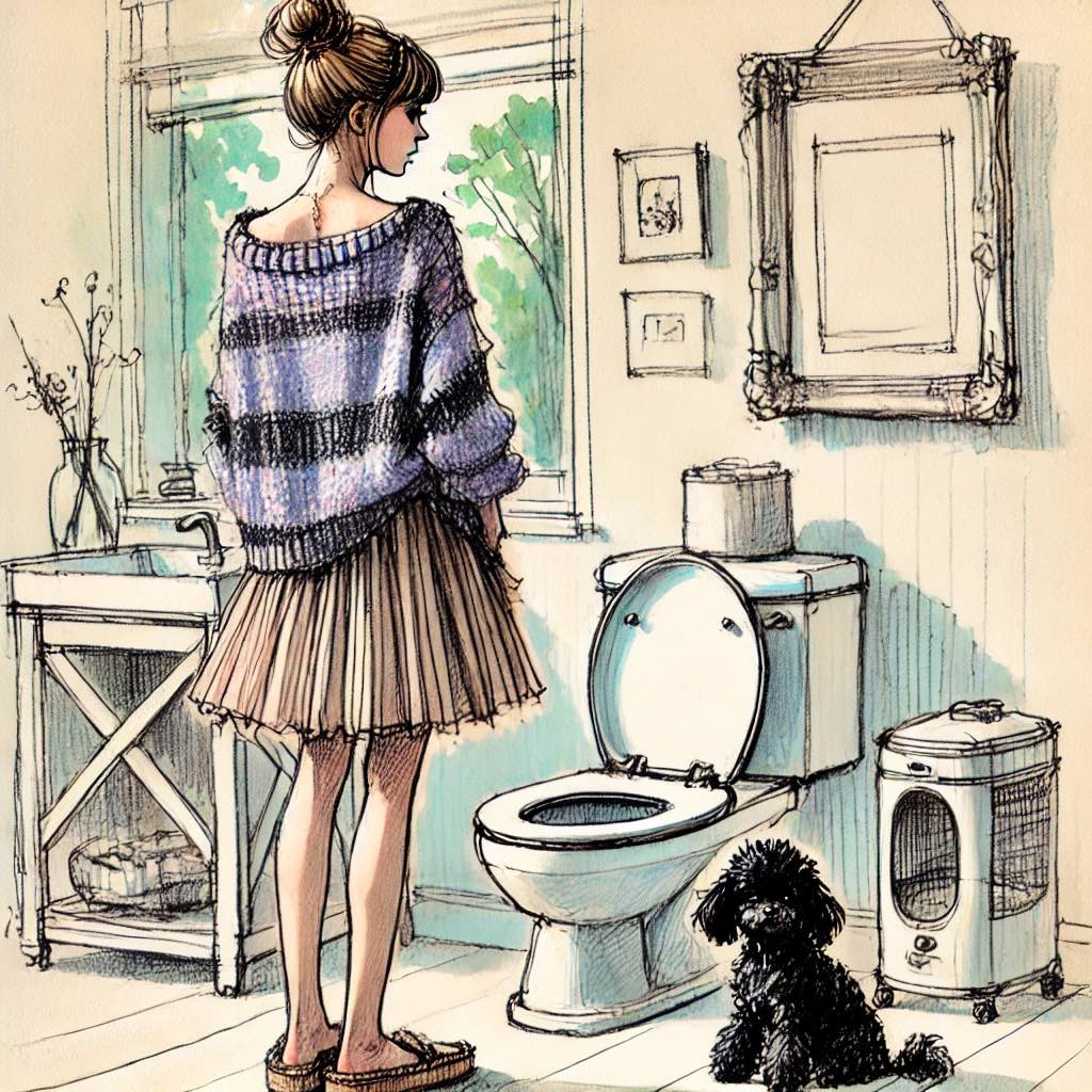 トイレに行く犬