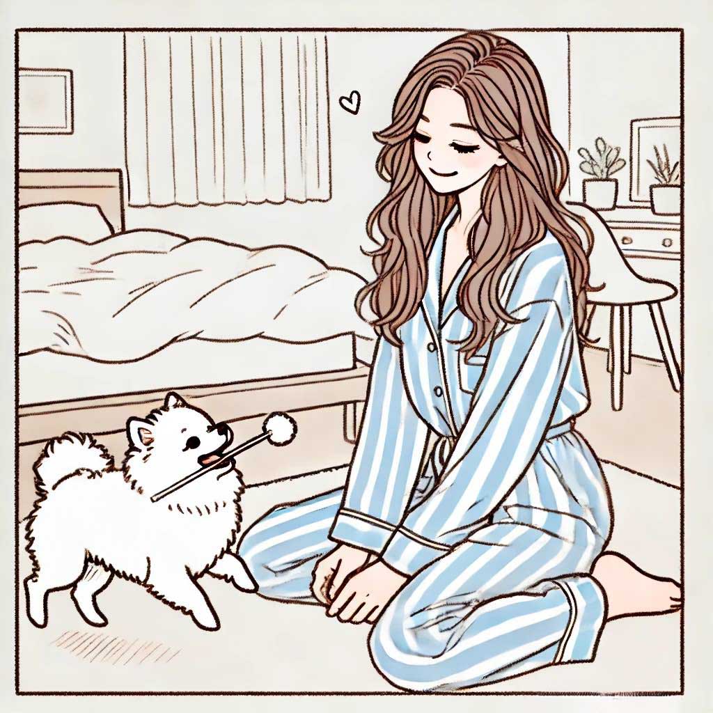 おもちゃを片付け忘れて興奮する犬