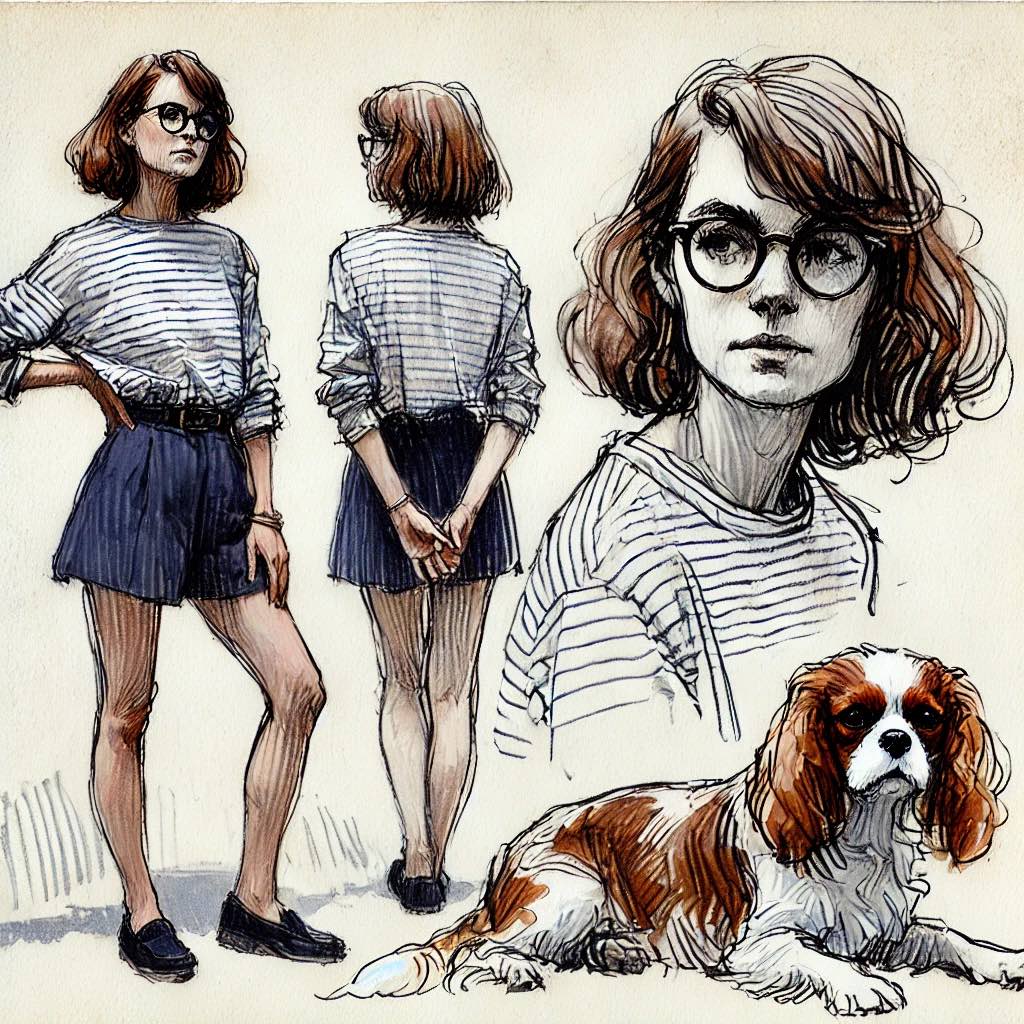 愛犬を観察している女性