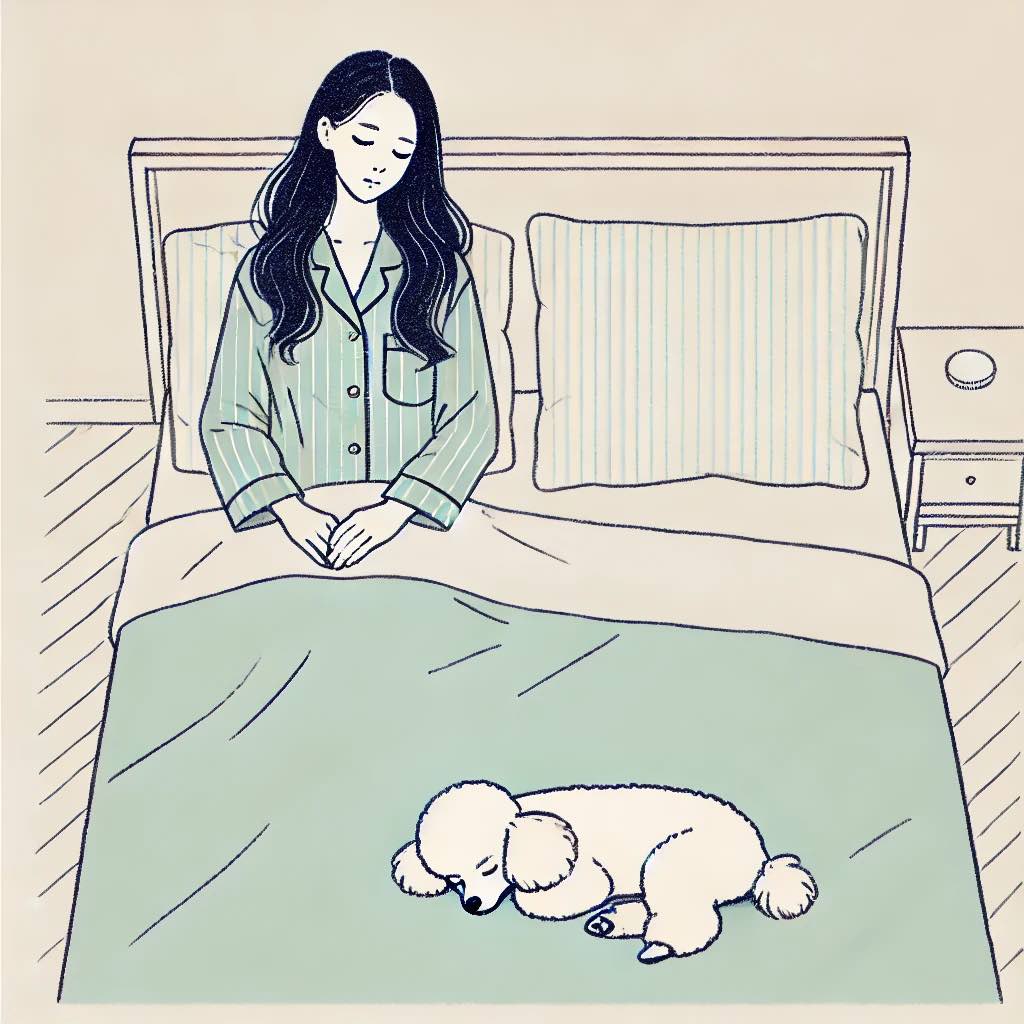 一緒に寝てくれない犬