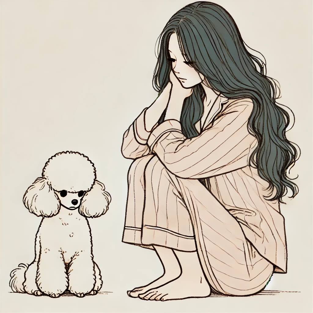 しょんぼりしている犬