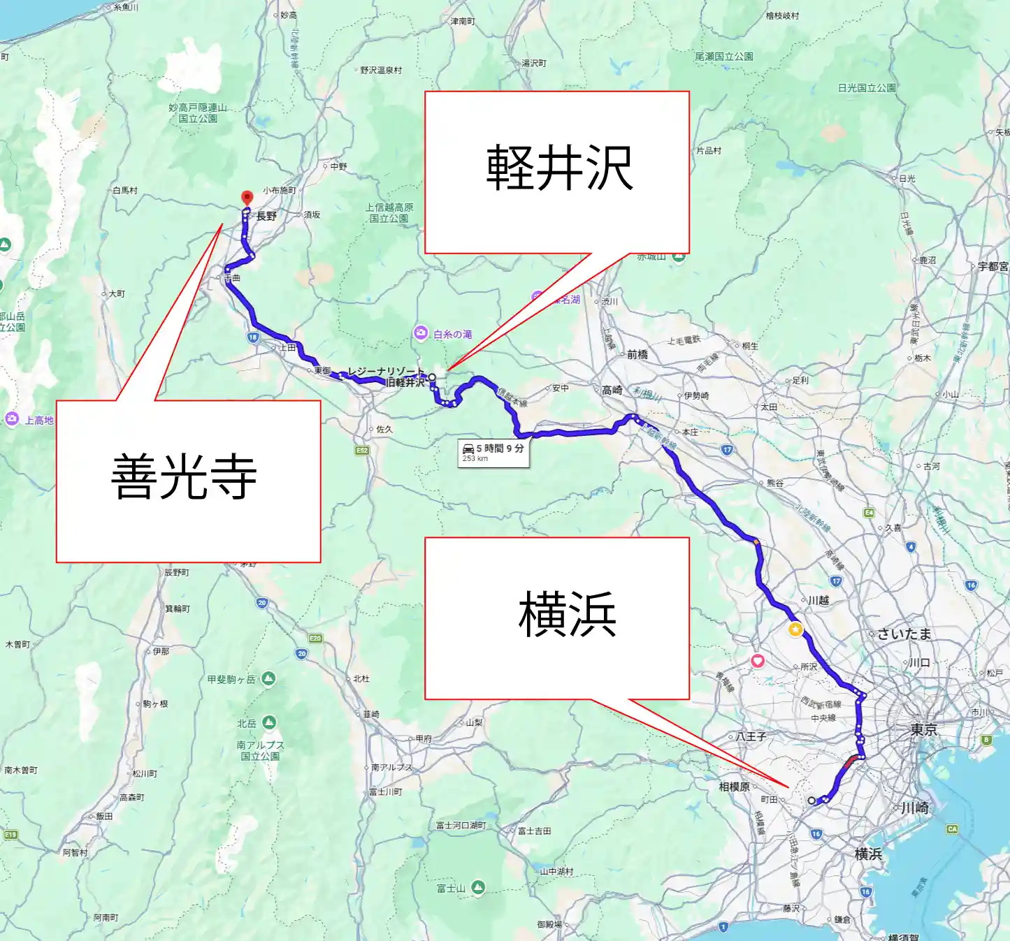 横浜軽井沢善光寺のマップ